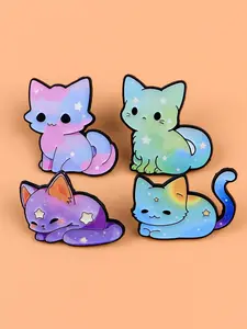 4pcs/set  Cute Cat Enamel Brooch , Fashion Accessory for Women, Perfect Gift for Cat Lovers & Animal Enthusiasts, Unique Design
