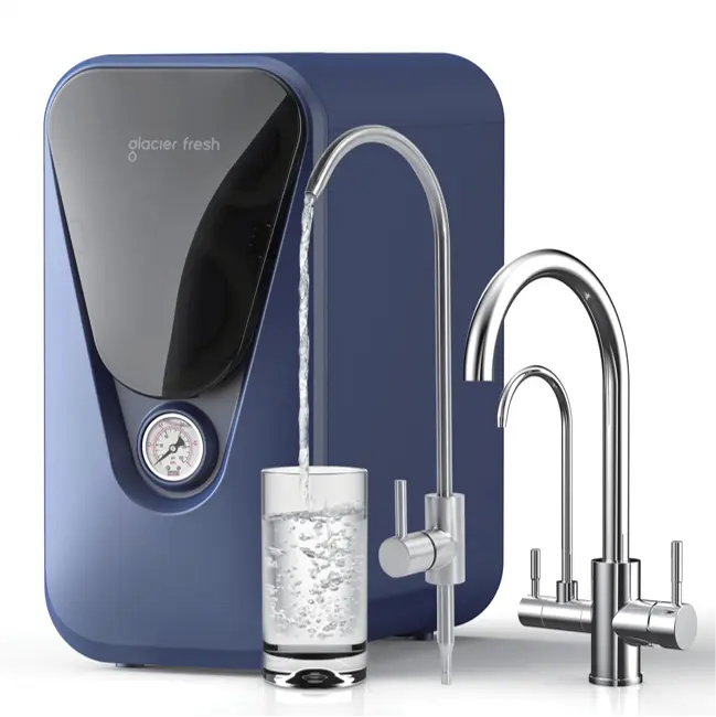 Glacier Fresh U03 Under Sink RO Water Purifier System, 800 GPD Faucet, 5 stage Reverse Osmosis Water Filter System, Non-Electric, Tank inside,  3:1 Pure to Drain, Reduce TDS PFAS for Home Kitchen upgrade, Filtration Accuracy 0.0001μm
