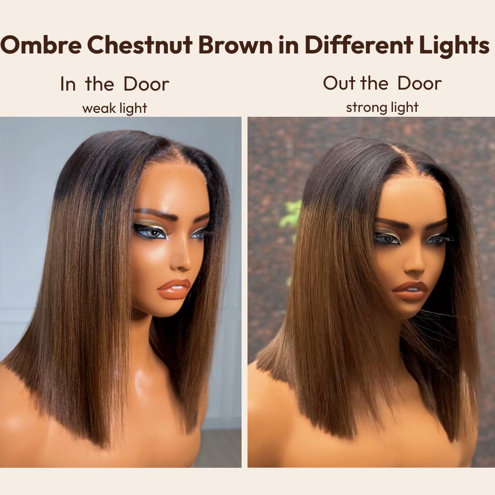 UNice Glueless Yaki Straight Short Bob Wig with Drawstring Pre-cut 7x5 HD Lace Human Hair Wigs with Bleached Knots Beginner Friendly Natural Hairline #tiktokshopmemorialday summerwins