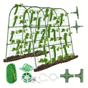 Durable Metal and Chlorine Rubber U-Shaped Cucumber Rack, Metal Garden Trellis, Garden Fencing Trellis, Tomato Trellis Planter, Easy Assembly, Indoor/outdoor Use, Includes Plant Support Posts, Garden Supplies, Gardening Accessories