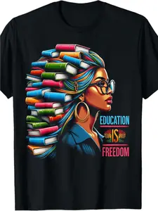100% Made in the USA U.S.A., 180 grams of education is free, black teacher books, black history month t-shirt