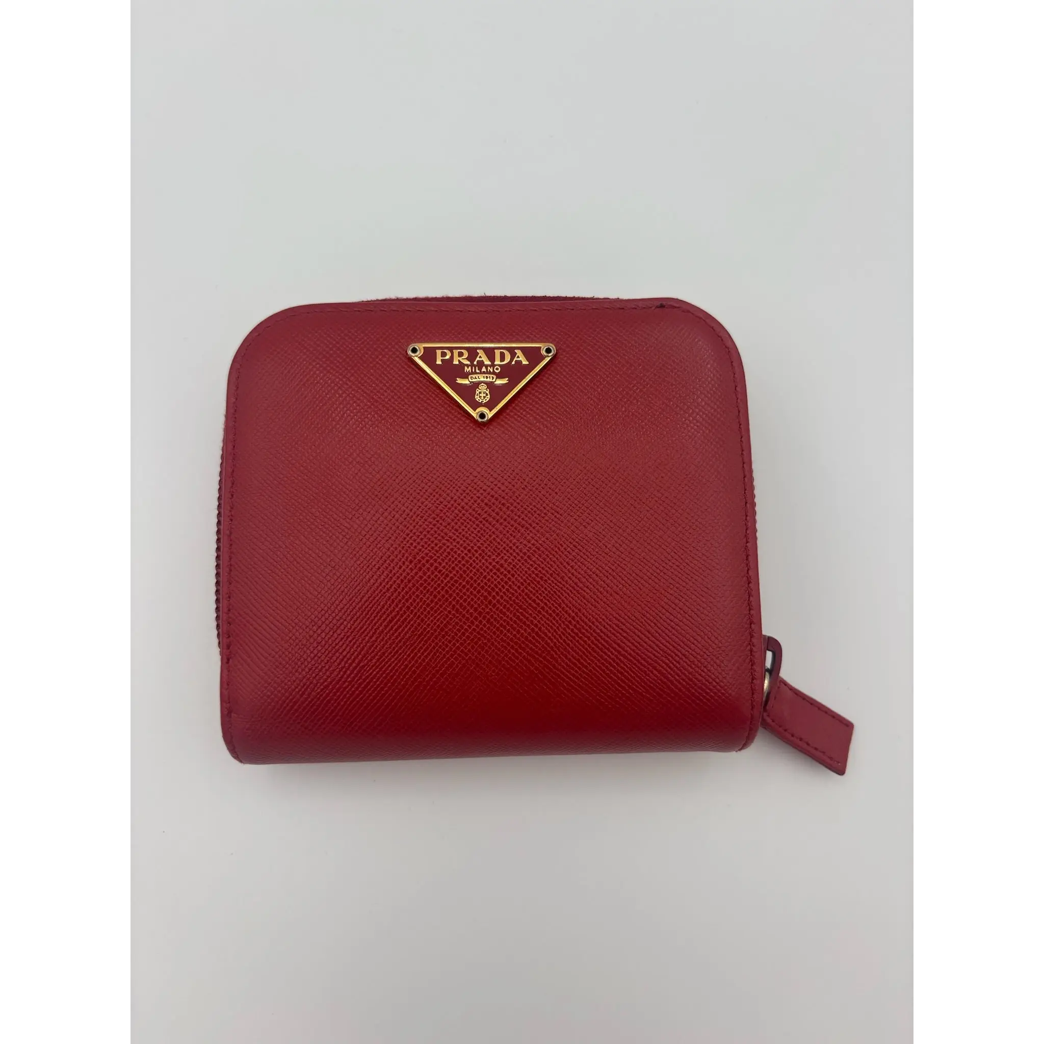 Pre-owned Leather Small Leather Goods Prada Saffiano Compact Wallet