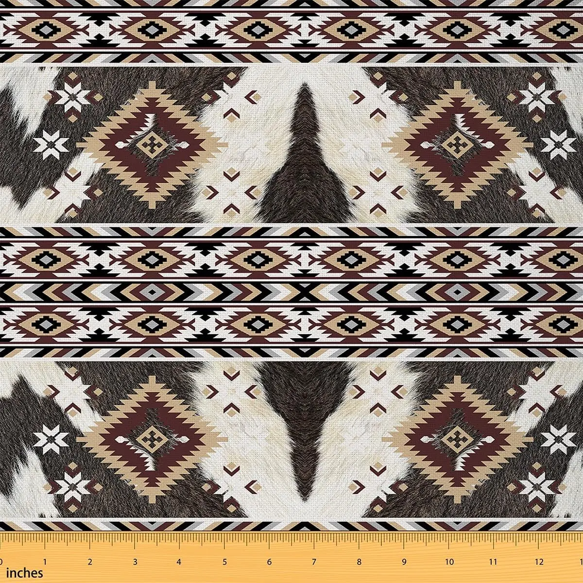 Feelyou Southwestern Woven Polyester Upholstery Fabric - Tight-Weave Waterproof Microfiber Textile with Fashionable Ethnic Pattern, by the Yd for DIY Home Projects, Indoor Use, Available in 1/2/10 Yd Sizes