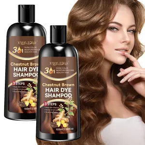 100ml chestnut brown semi permanent hair dye shampoo, hair dye, shampoo and hair care three in one, easy to use, gentle and non irritating herbal extract, chestnut brown hair, more shiny, making hair look healthier