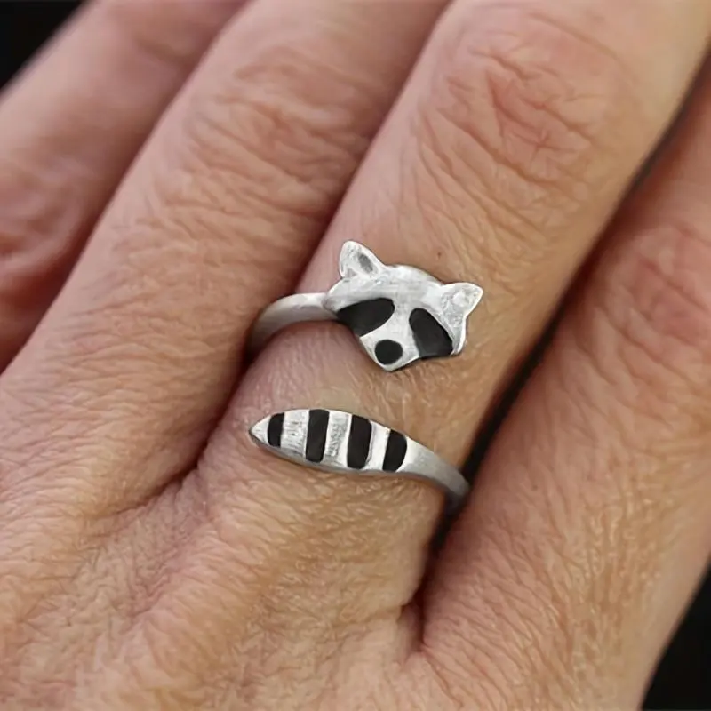 Creative New Raccoon Open Ring, Statement Decorative Ring for Fashion Costume Jewelry Accessories, Statement Decorative Rings