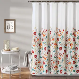 Lush Decor Clarissa Floral Shower Curtain - Colorful Print for Bath, Decorative Design for Bathtub