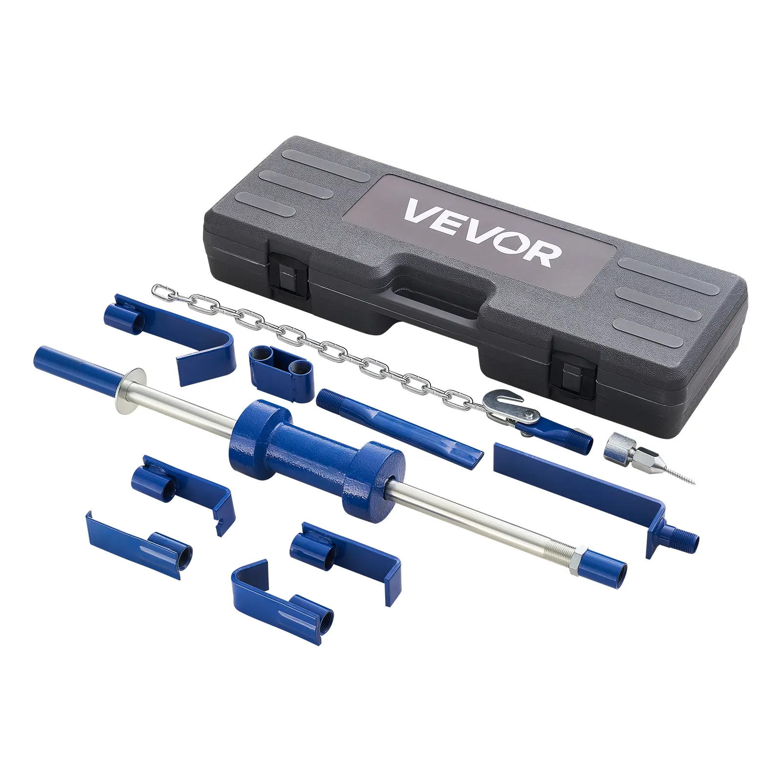 VEVOR 14-in-1 Heavy-Duty Slide Hammer Dent Puller Kit - 13 lbs Cast Iron Build, Stainless Steel Chain Hooks, Effort-Saving Rod, Non-Slip Handle, Carrying Case, PDR Car Body Repair & Truck Frame Damage Tools