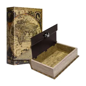 Barska Antique Map Book Lock Box with Key Lock