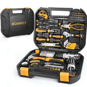 SOARLY 180-Piece Pink Household Tool Set with 8V Cordless Drill, Rechargeable Battery, All-in-One Compact Tools kit, Perfect Christmas Gift, Ideal for Home Repairs & DIY Projects