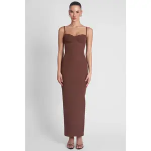 Belle Bustier Midi Dress - Brown