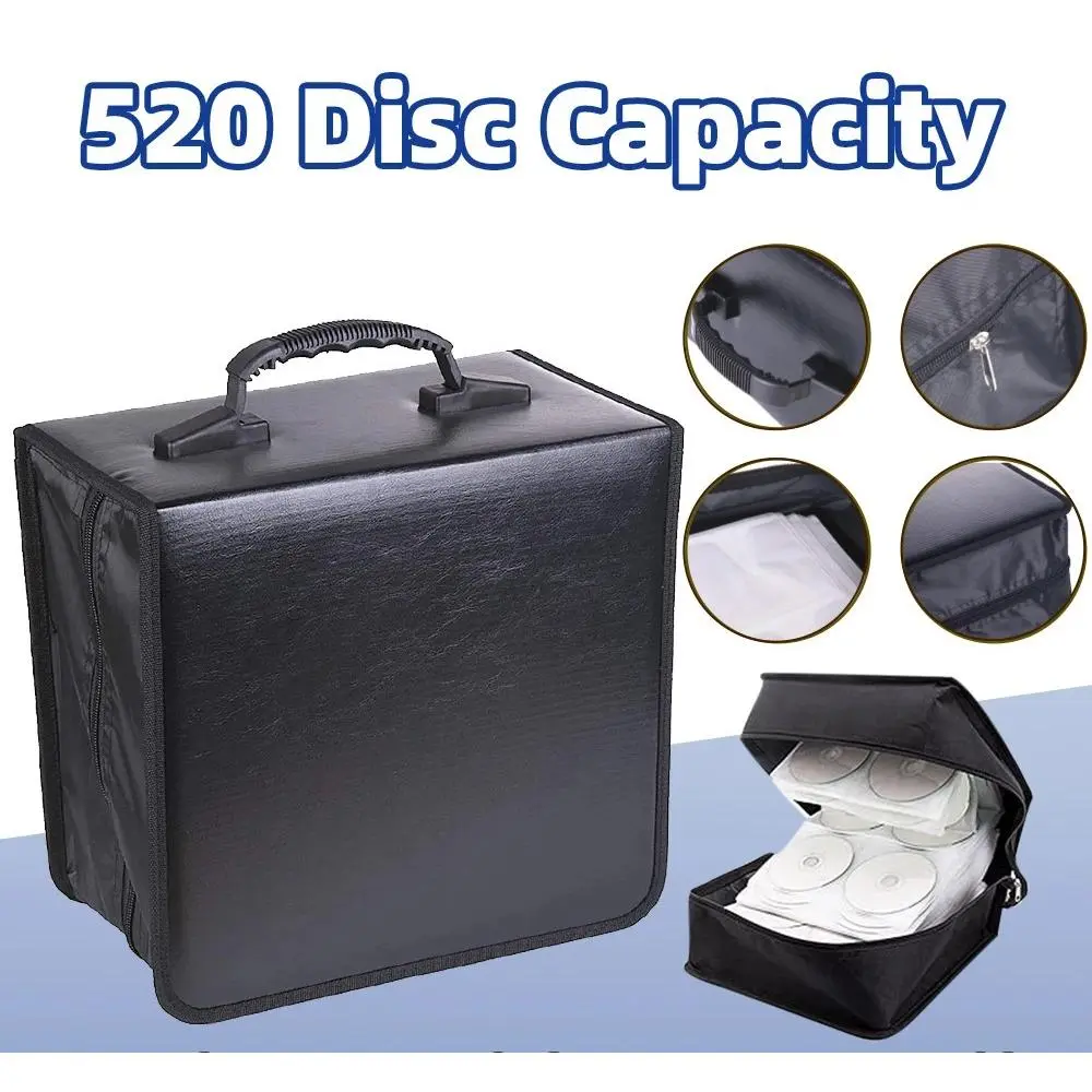 Smooth PU Leather 400-Disc Media Storage Binder, Secure Full Zipper Closure, Lightweight Handheld Design, Keep your music, film and gaming discs neatly organized