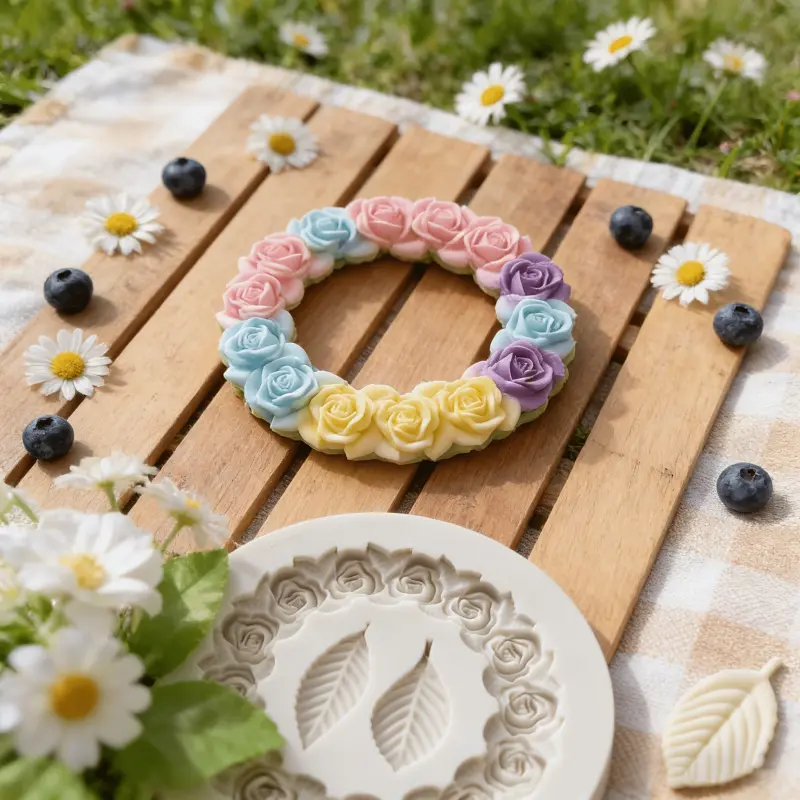 Rose frame, leaves, Handmade Silicone, liquid silicone mold, gypsum aromatherapy mold, photo frame, frame, resin clay decorative silicone mold, Wax Melts
