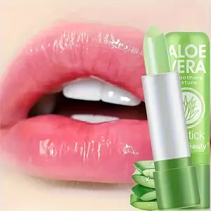 5-Pack Aloe Vera Lipstick/Long-Lasting Nourishing Hydrating Moisturizing Lip Balm/Magic Temperature Sensation/Daily Lip Care/Subtle Color Change/Transparent Glossy Lip Gloss Formula for Sensitive Light