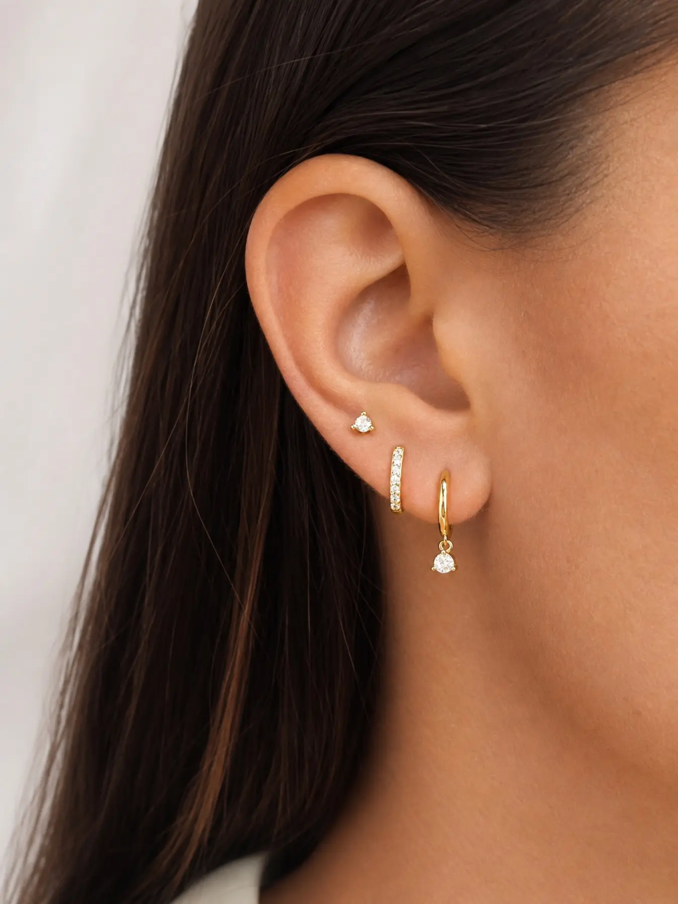 3 Pairs Gold Hoop Shape Earrings Set, Stackable Earrings, Earring Stack Huggie Earring Pack Dainty Stud Earrings Small Earrings 14K Gold Plated Hypoallergenic Dangle Cartilage Huggie Hoop Earrings for Women Gold Jewelry for Women Gifts Earring Hoops
