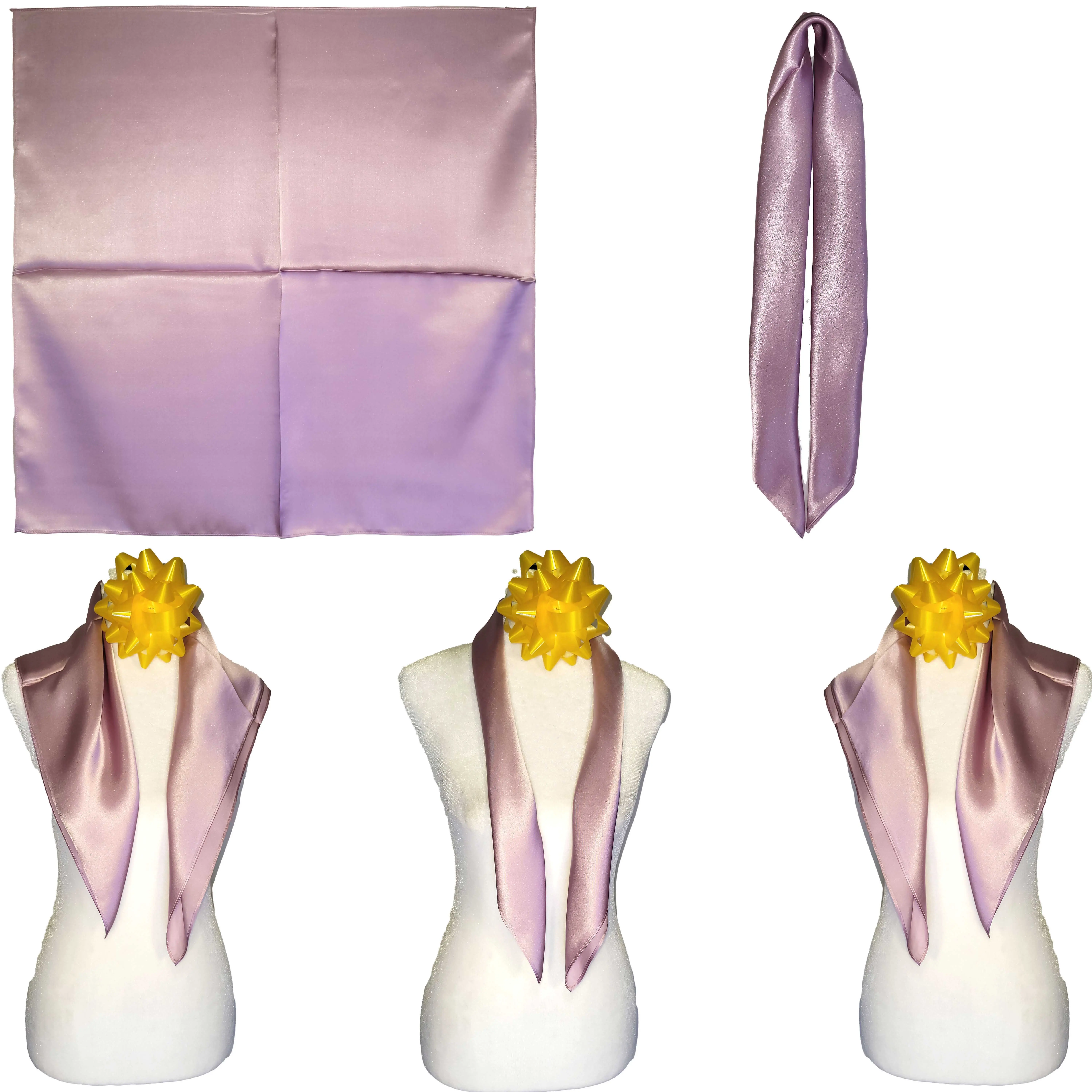 NWT Genuine 100% Mulberry Silk Satin Scarf 25″x25″ Medium Square Shawl Light Purple S5709