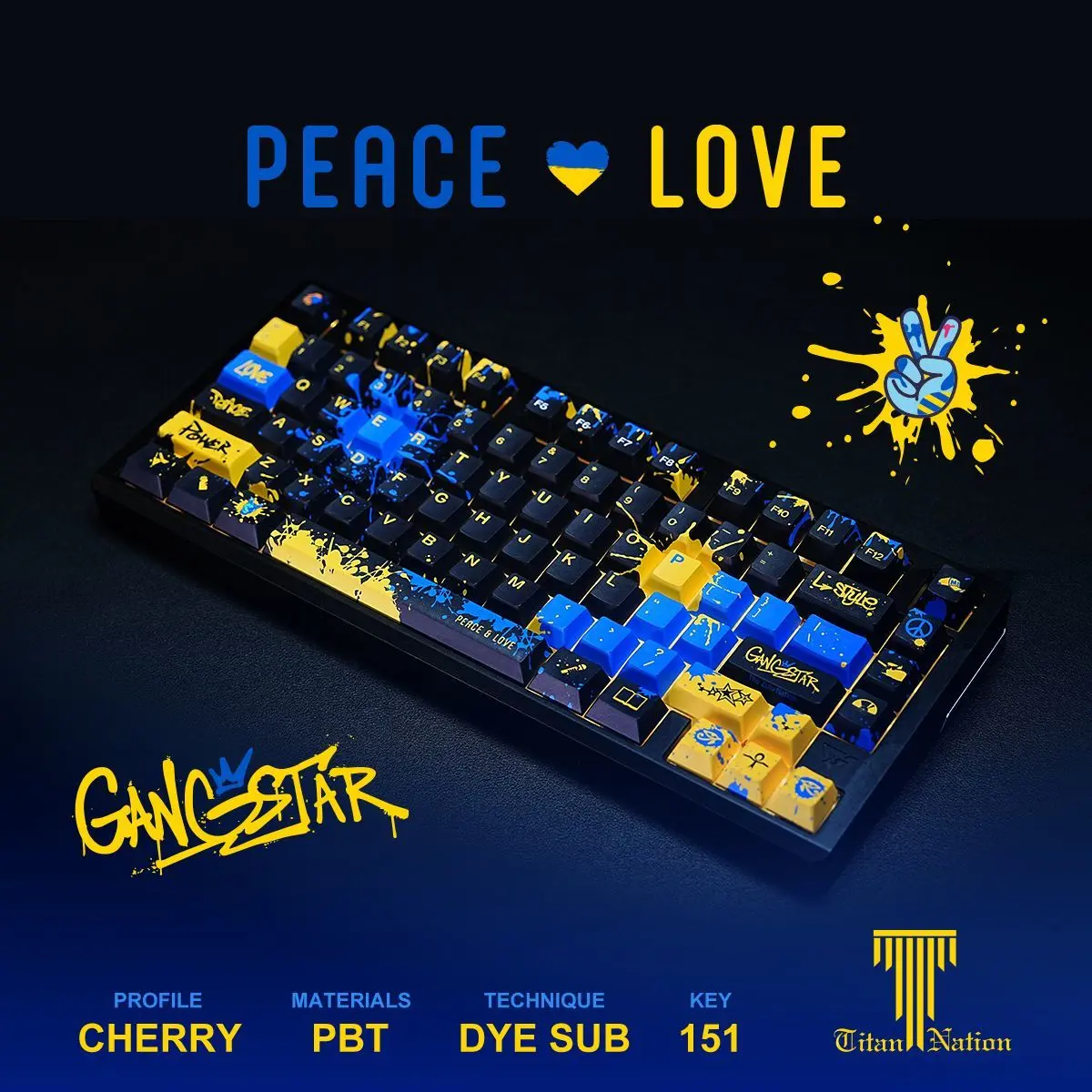 PEACE&LOVE Theme Keycaps 151 Keys PBT OEM Profile Street Graffiti Style Keyboard Keycaps