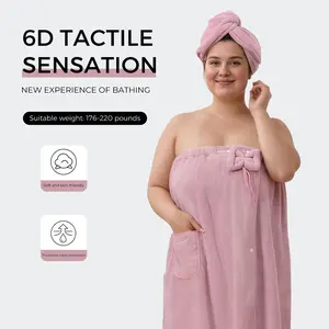 New style bath towel, extra large and extra long, for home use, suitable for women, wearable and wrappable, not pure cotton or all cotton, absorbent bath skirt, long style, women's bath skirt and bath cap