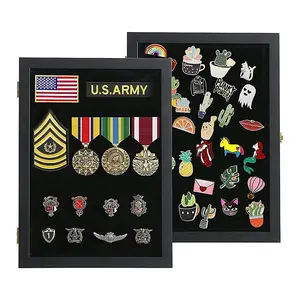 11x14 Pin Collection Display Case with UV-Protective Acrylic Door – Wall-Mountable Frame for Medals, Badges, Jewelry Pins & Collectibles, Black Finish