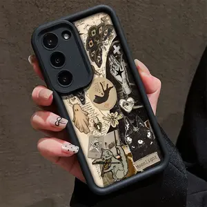 Black Cat Collage Pattern Case for Compatible Models: Samsung Galaxy S23/S24/S25/S22+,Ultra, Plus, FE Shockproof Full Camera Protection Durable Slim Silicone Cover