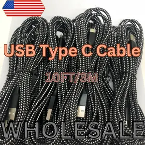 Lot 10ft USB Type C Fast Charger Cable Charging Cord For Samsung S8 S9 iPhone 15