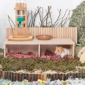 Hamster Wood Hideout - Natural Solid Material, Safe and Stable for Pets