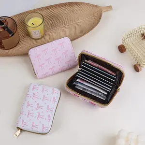 Elegant Bow Pattern Short Wallet for Women, Lightweight Card Holder, Zipper Card Bag, Multi-Slot Mini Purse, Perfect Gift for Daily Use, Wallet Cards, Cute Zipper Wallet