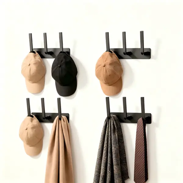 Gxfctys Modern Sleek Wall-Mounted Space Aluminum Black 4-Hook Coat Rack, Multi-Use Home Organizer for Hanging Items, Hat Organizer, Easy Installation Lightweight Supply (Ideal for Entryway/Bath)