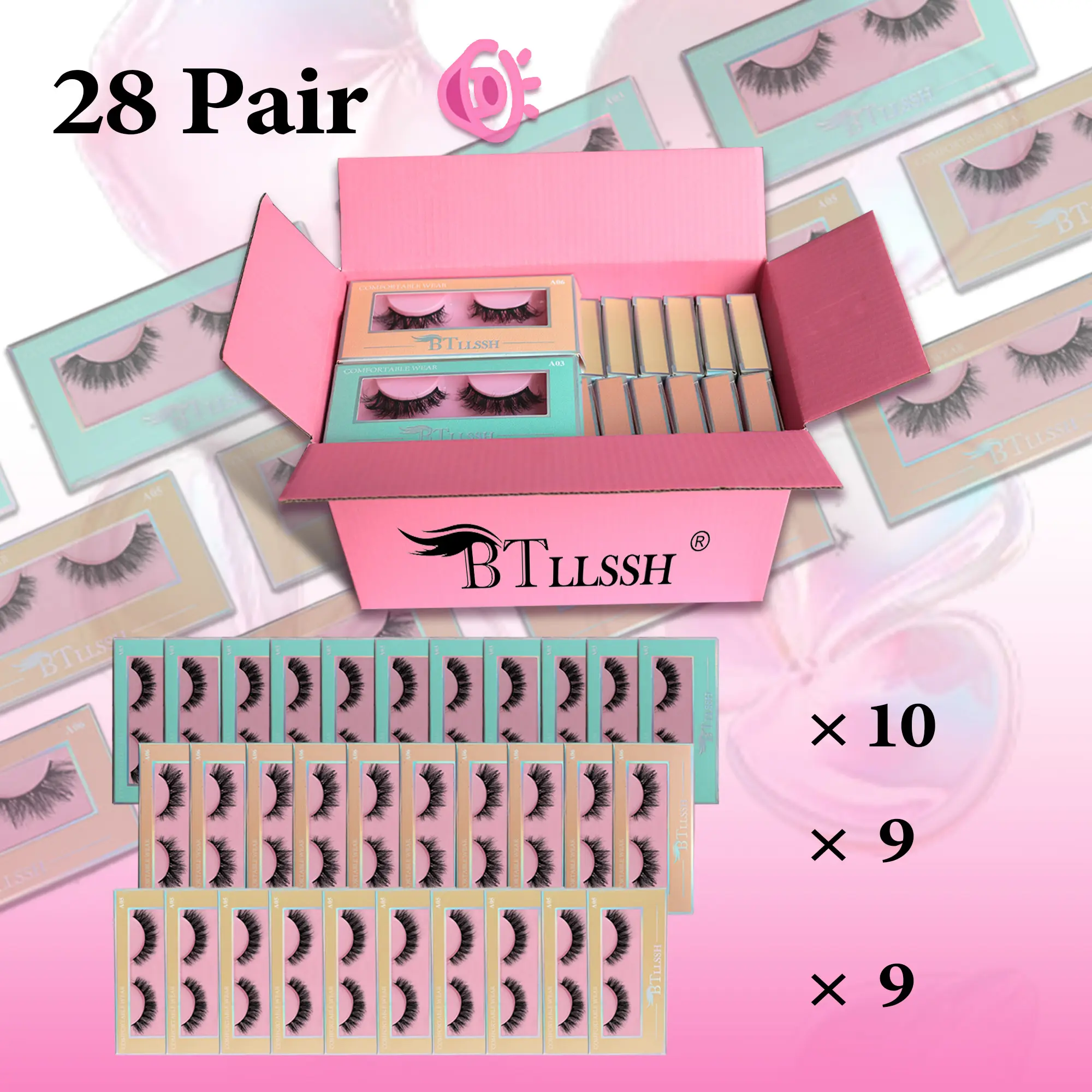 Eyelash Extension, Cluster Eyelash Extensions, DIY Volume Eyelashes, 28 Pairs Natural Volume Curl Fluffy Eyelash Clusters False Eyelashes Set, Voluminous False Eyelashes, Solid Form Individual Packaging, No Flammable Liquid, Gift Box Included