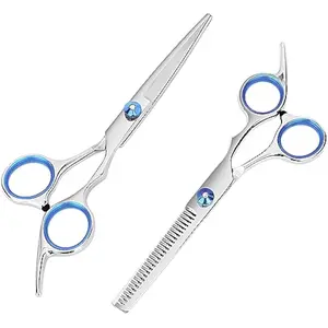 Hair Cutting Scissors and Thinning Shears, 6.5in Professional Stainless Steel Barber Scissors with Sharp Blades, Ergonomic Hairdressing Scissors for Men Women Kids and Pets Hair