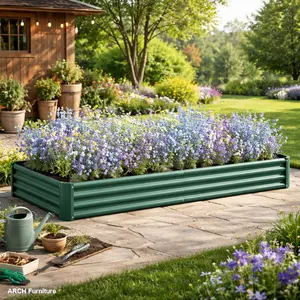 ARCH Anti-Rust Metal Raised Garden Bed Kit - Large Size 7.6x3.7x0.98ft Outdoor Garden Accessories with Open Base for Flower Planters, Vegetables, Herbs Planting Beds, Garden Boxes, Metal Coated