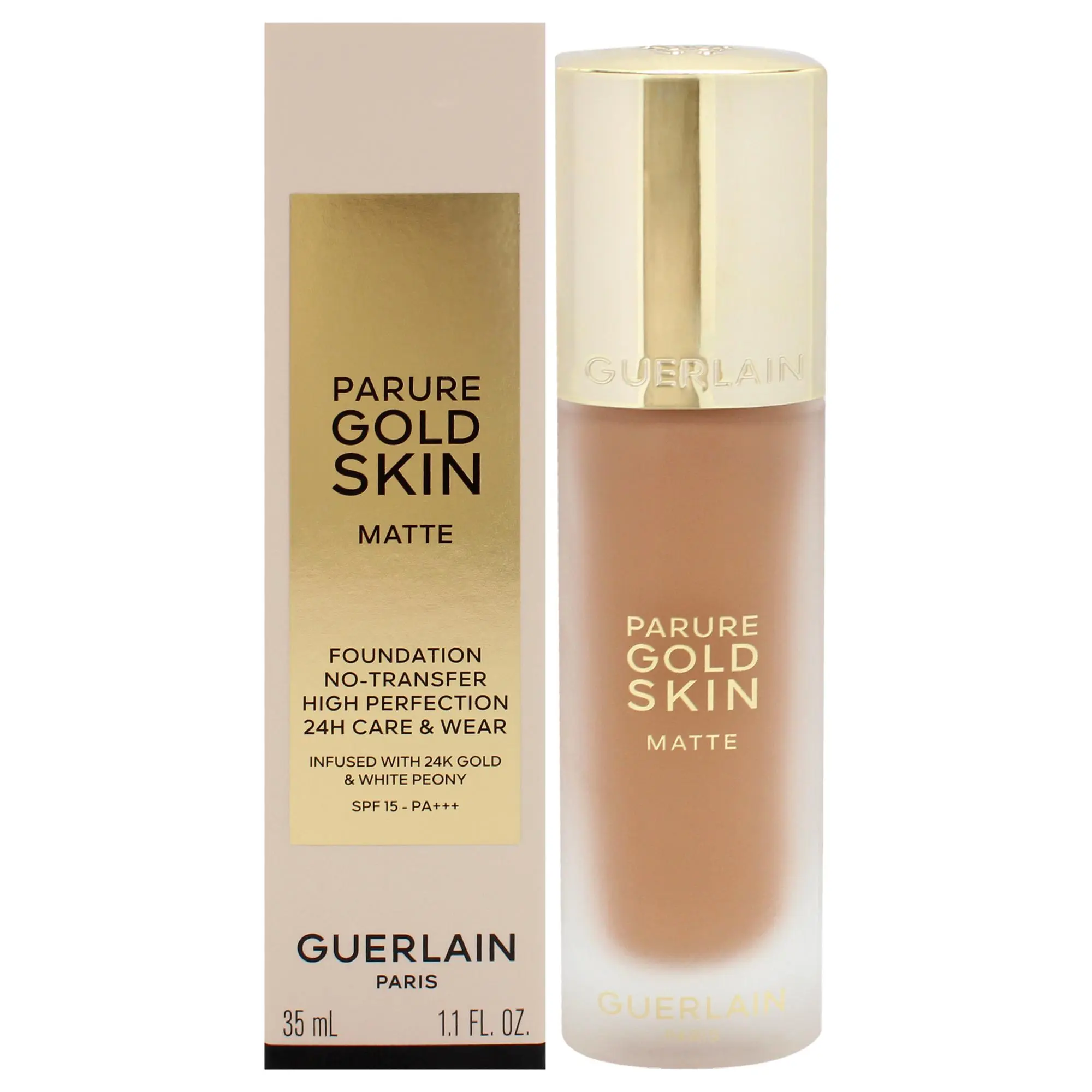 Guerlain Women's Parure Gold Skin Matte Flawless Cosmetic Makeup Foundation - 24H Wear, No-Transfer, SPF 15, 4N Neutral Shade - 1.1 oz