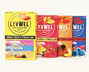 LyvWel Caffeine Chewing Gum – 3 & 4-Pack Options (80mg Per Piece, 8 pieces, 160mg Per Serving) Fast-Acting, Zero Sugar Energy Boost Rev up your day