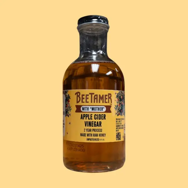 BeeTamer's Apple Cider Vinegar- 16oz - Natural, Made with Raw Honey, 2 Year Process