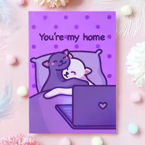 1pc, Cute Cat Hug Anniversary Card, You're My Home, Heartfelt Wedding, Dating Anniversary, For Husband, Boyfriend, Girlfriend, Her, Him, Greeting Card