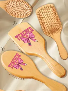 Women's Hair Comb, Printed with Bow Letters, 2 Shapes: Square & Oval, Cute Hair Brush, Ideal for Gifts