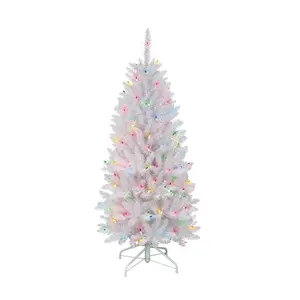 4.5' Pre-Lit Shiny White Fraser Fir ArtificialChristmas Tree