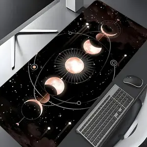 Moon Phase Pattern Mouse Pad, Large Game Mouse Pad, Aesthetic Desktop Decoration Protective Pad, Rubber Pad, Non-slip Lock Edge Work Pad