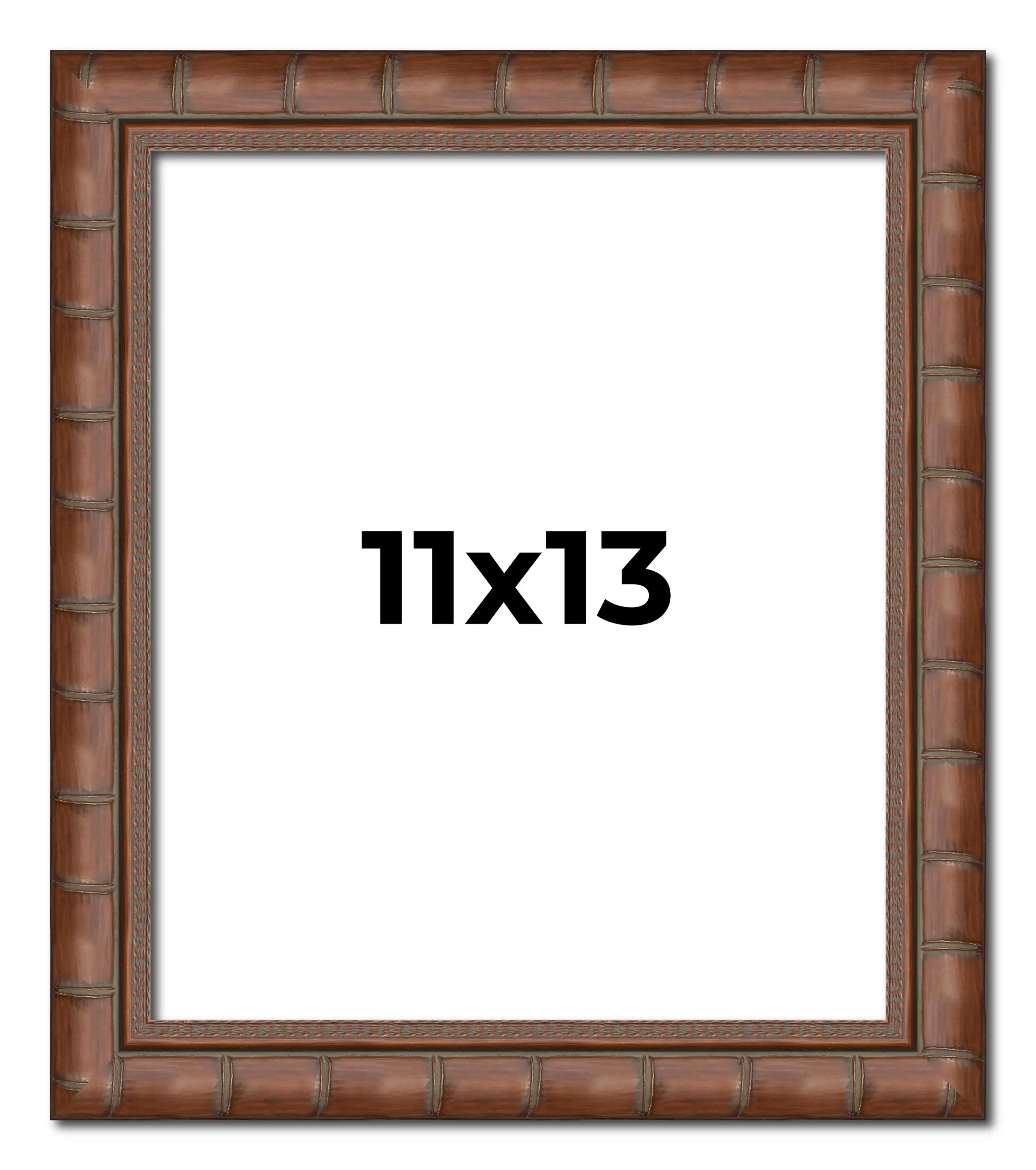11x13 Brown Modern Bamboo Picture Frame - UV Acrylic, Foam Board Backing, Hanging Hardware