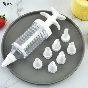 8pcs Cookie Icing Nozzles Set, Plastic Pastry Bags & Cream Dispensing Tips, Multiple Nozzles Multi Pattern Nozzles, Baking Tools, Baking Accessories for Decorating Cakes & Cookies