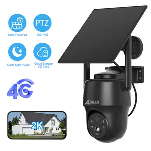 ANRAN 4G LTE Security Camera Solar Wireless Outdoor,SIM Card,No WiFi Needed,360 PTZ View,2K Night Vision,PIR Human Detection,2 Way Talk,CCTV Cam