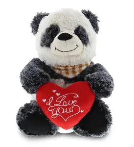 PLUSH I LOVE YOU RED HEART - SUPER-SOFT PLUSH - SITTING PANDA