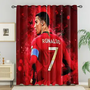 Cristiano Ronaldo No.7 Football Blackout Curtains,Ideal Football Fan Gift 2-Piece Set for Children,Boys,Teenagers,and Adults Bedroom and Living Room Curtains,Window Curtain,Easy to Install