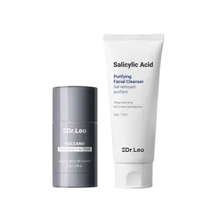 Dr.Leo Deep Cleansing Facial Set - Charcoal Clay Mask Stick + Salicylic Acid Cleanser, Gentle Daily Detox for Blackheads, Enlarged Pores & Oil Control #DealsForYouDays