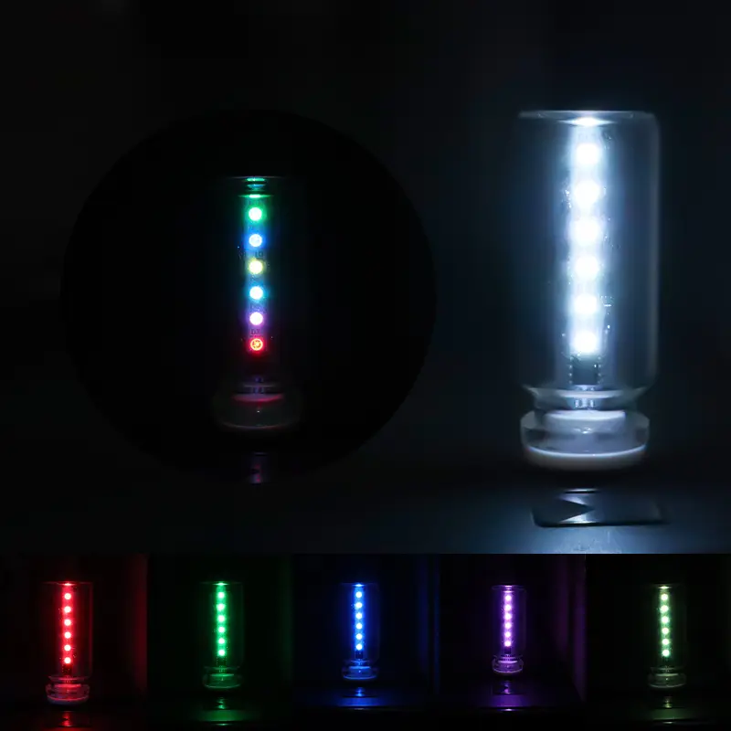 USB-Powered Glass LED Ambient Lamp - Touch-Control Mood Lighting, 7 Color Modes, Adjustable Brightness, Compact Portable Energy-Efficient, USB Connection with Adapters, for Mobile Devices, Laptops, Power Banks