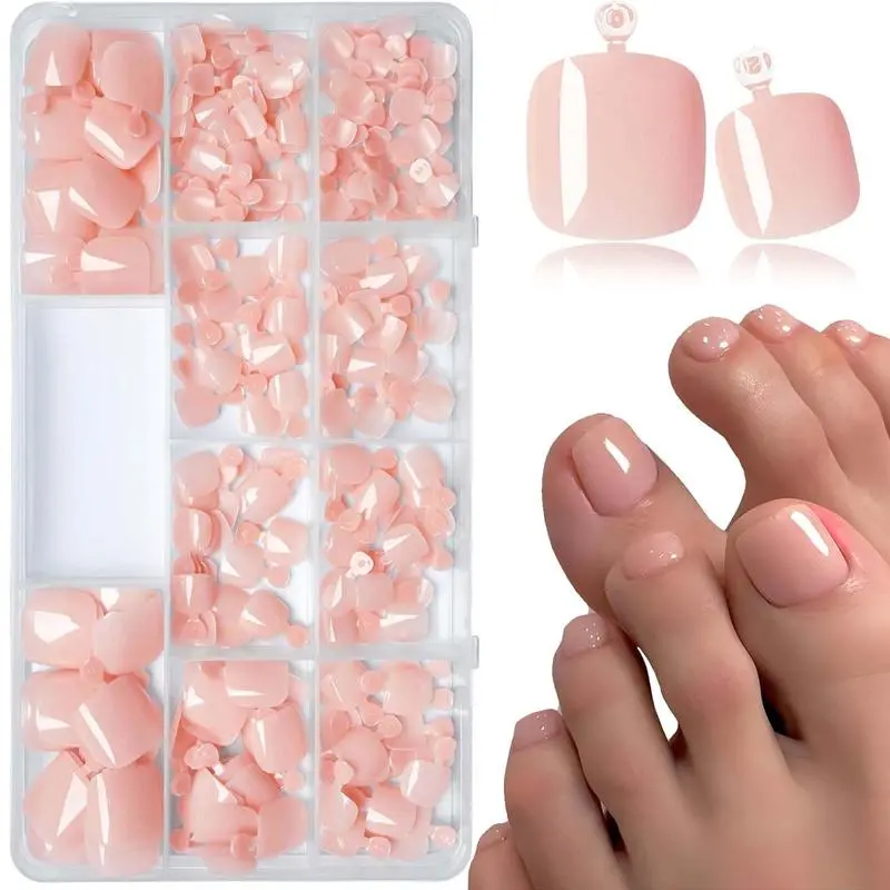 Press on Toenails, 240pcs/box Short Square Fake Toenails, Toe Nail Tips, Removable Full Cover Artificial Fake Nail, Women Girls DIY Manicure, Nail Design, DIY False Toenails