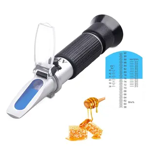 Handheld Honey Brix Refractometer with Automatic Temperature Compensation (ATC), 3-in-1 Tester for Moisture, Baume, and Sugar Levels, 58-90% Scale Range