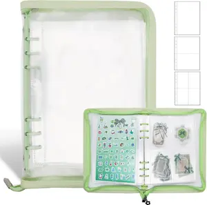 Sticker Storage Organizer Binder A5 Sticker Book Collecting Album  Sticker Collection Book with Pocket Zipper Sticker Holder Keeper Book for Adult Collecting Sticker (green)