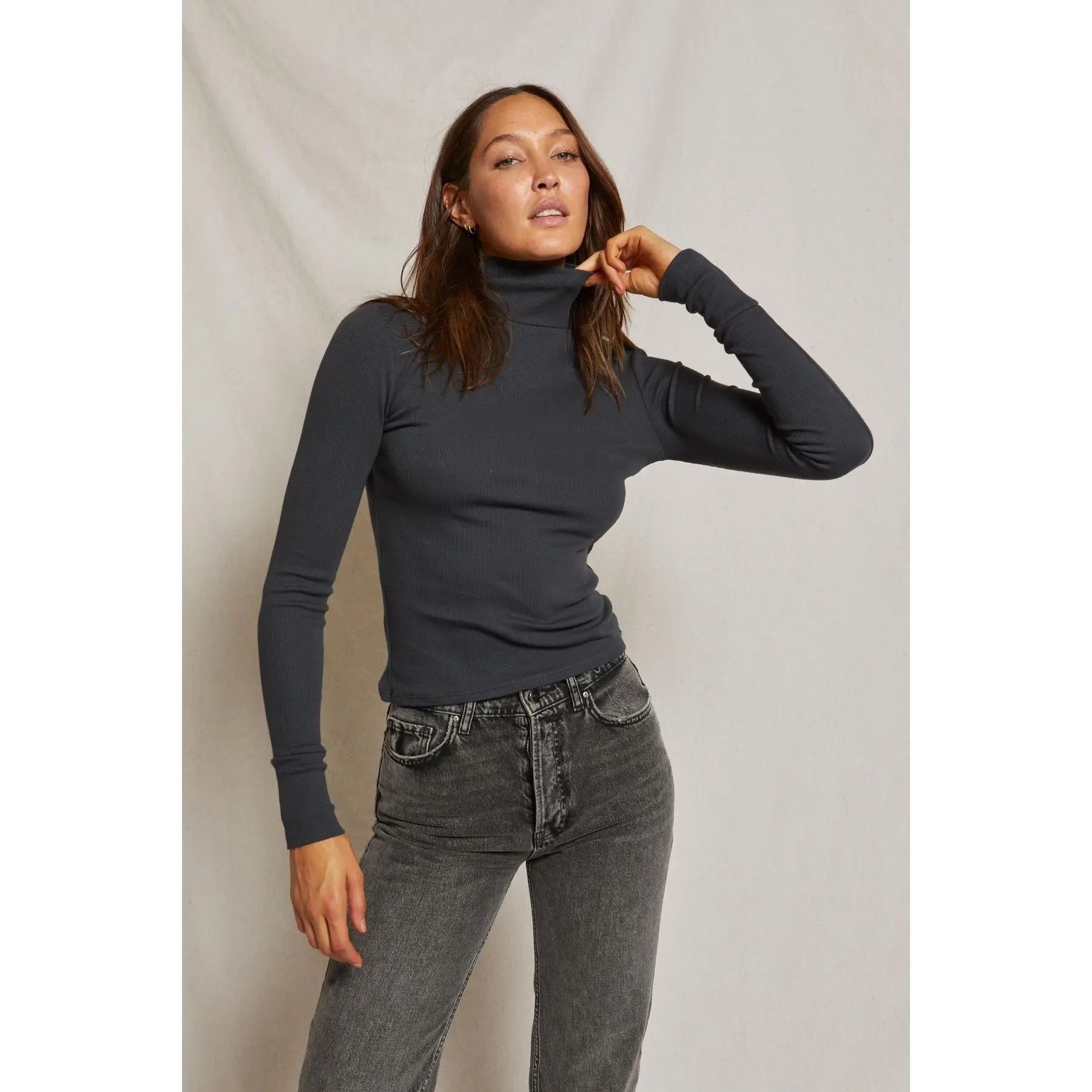 Perfectwhitetee Hayden cotton rib modal high turtleneck