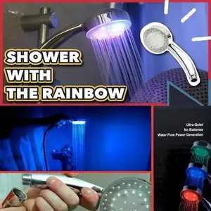 Chrome LED Shower Head with Temperature Display