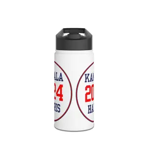 Kamala Harris 2024 Stainless Steel Water Bottle with Straw - Political Flask - Election Campaign Hydration - Team Kamala Fan Gear
